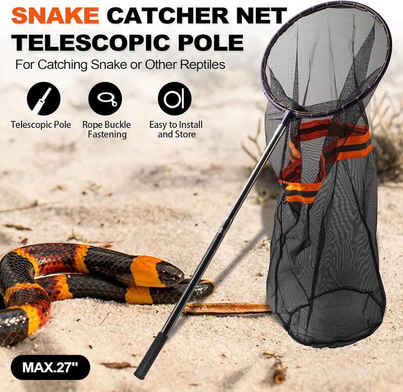 Smarkey Snake Catcher Net, Rattlesnake Grabber Hnadling Tool, Reptile Catch Telescopic Pole Stick, Rattle Snake Removing and Catching Picker with 12" Ring, Extends to 40 Inches - Image 3